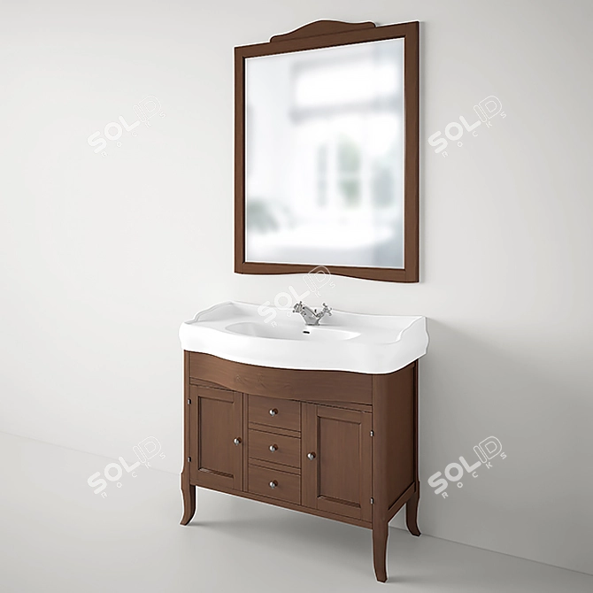 Kerasan Retro Vanity Set: Sink, Cabinet, Mirror 3D model image 2