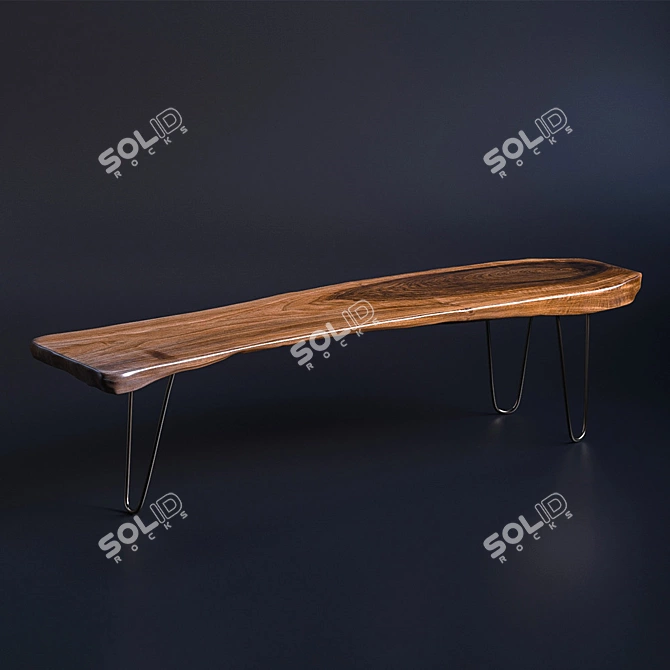 Brass-Edged Slab | Long Slab Table 3D model image 2