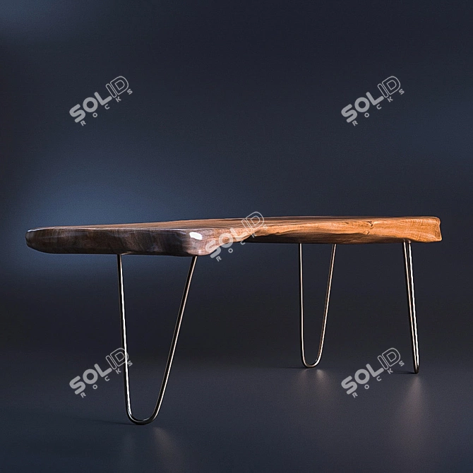 Brass-Edged Slab | Long Slab Table 3D model image 3