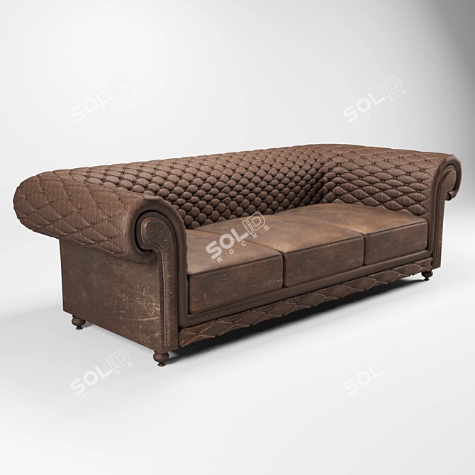 Stylish Leather Sofa: Perfect for Office and Home 3D model image 1