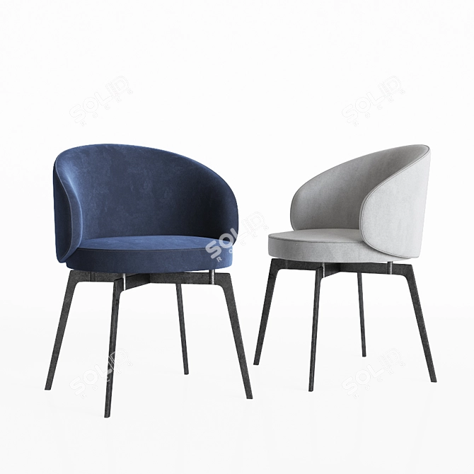 Velvet and Leather Bea Dining Chair - Elegant & Stylish 3D model image 2