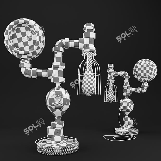 Vintage Steampunk Steam Gauge Lamp 3D model image 3