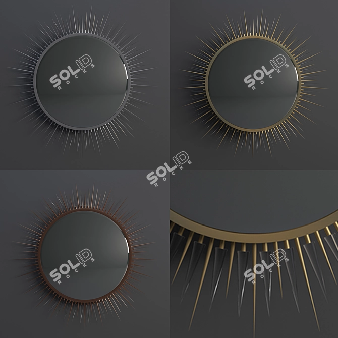 Explosion Mirror - Elegant Brass & Crystal Glass Design 3D model image 1