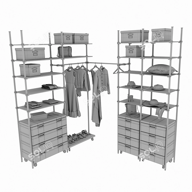 Komandor Rod System Wardrobe 3D model image 3