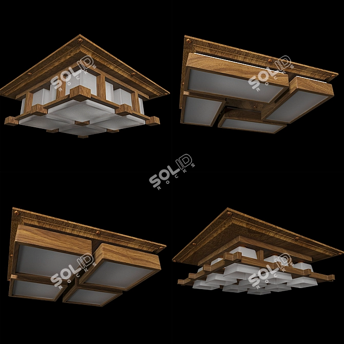 Wooden Ceiling Kit: Realistic Oak Texture & Modern Lighting 3D model image 2