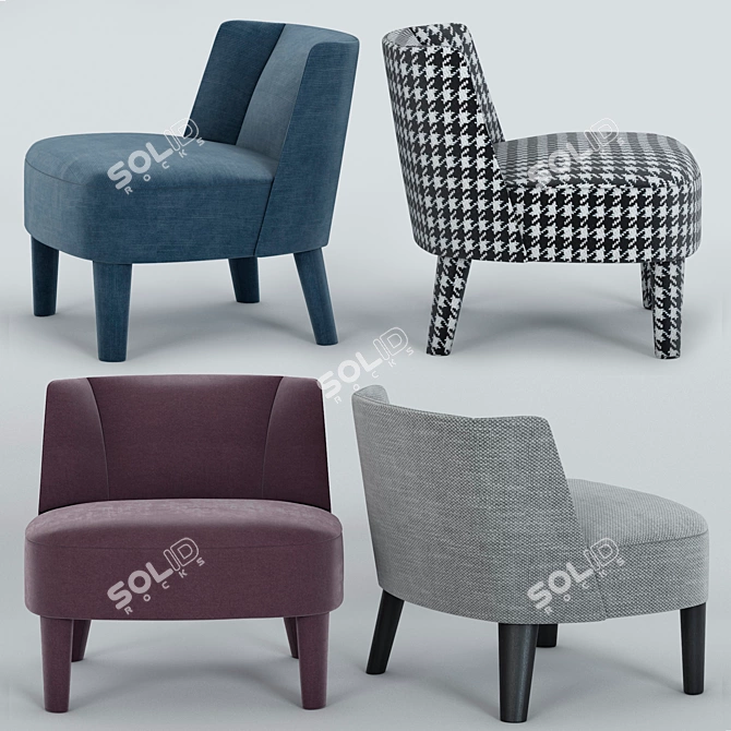 Elegant Small Armchairs by Meridiani 3D model image 2