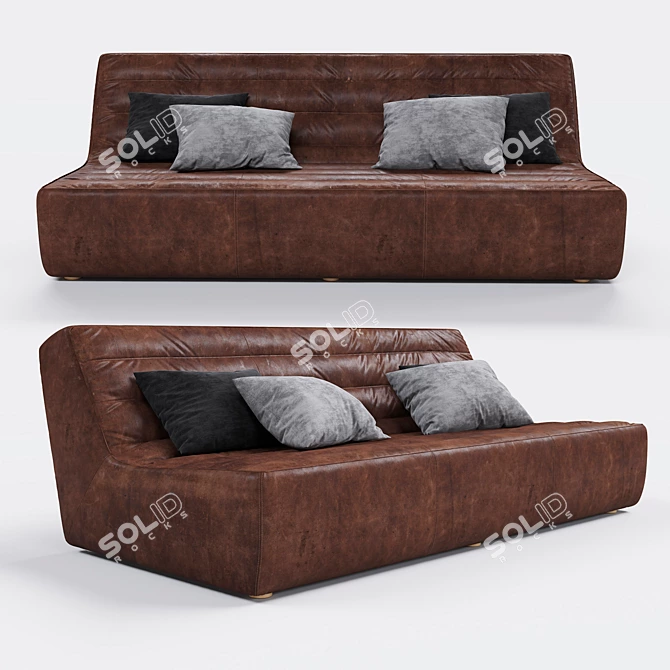 Luxurious Chelsea Leather Sofa 3D model image 1