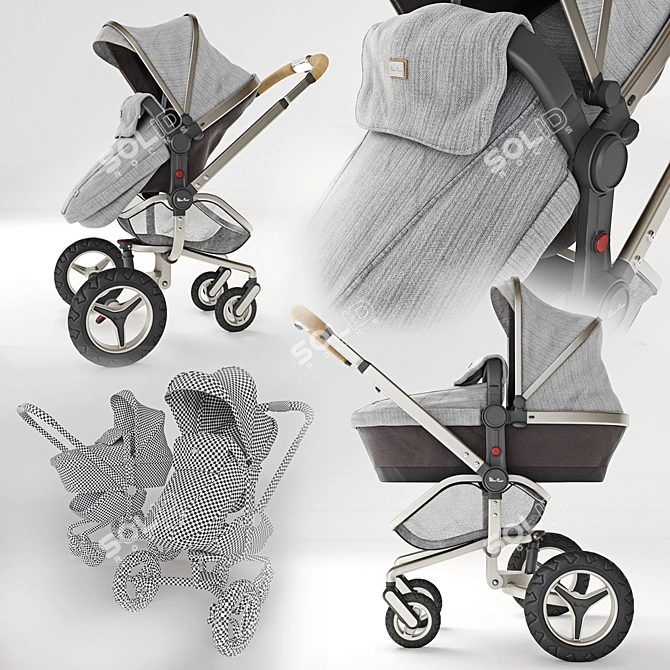 Timeless Elegance: Silver Cross Surf Stroller 3D model image 2