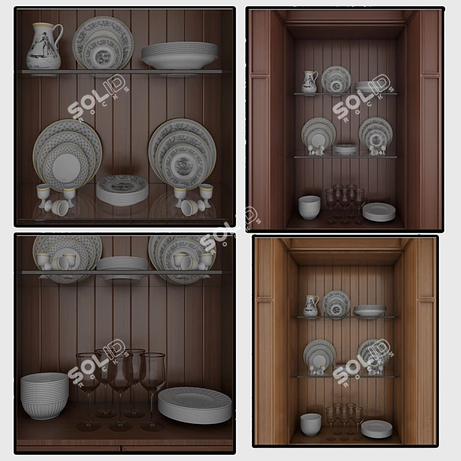 Sleek Modern Buffet Table 3D model image 2