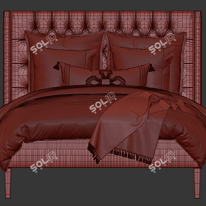 Sleek Broderick Tufted Bed 3D model image 3