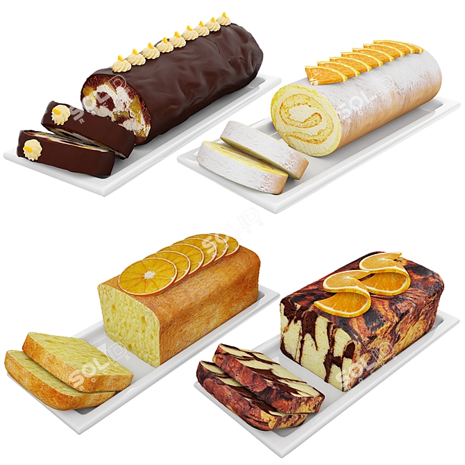 Citrus Delights Cake Collection 3D model image 1