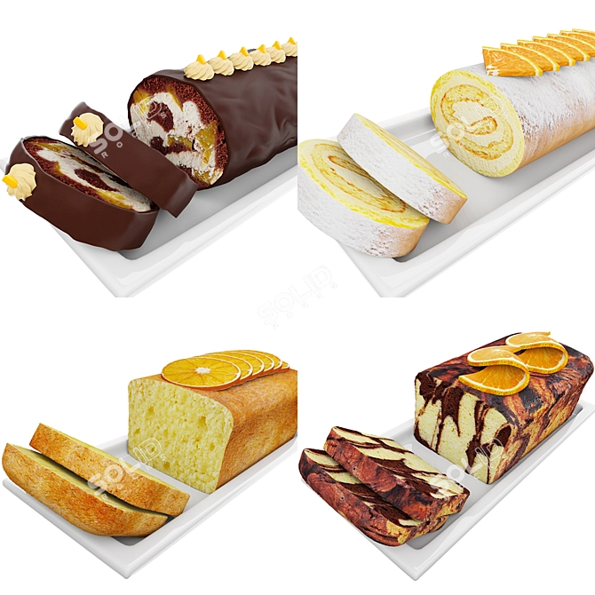 Citrus Delights Cake Collection 3D model image 2