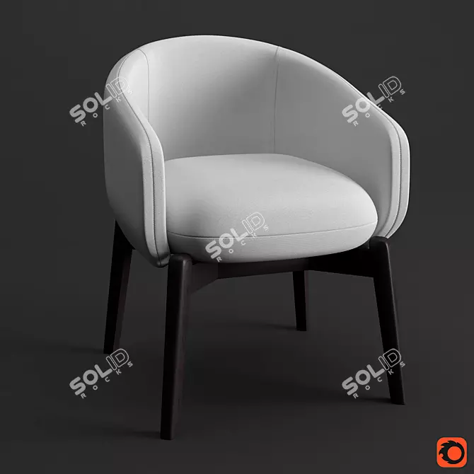 Lunar Dream: Fabric, Wood & Metal Chair 3D model image 1