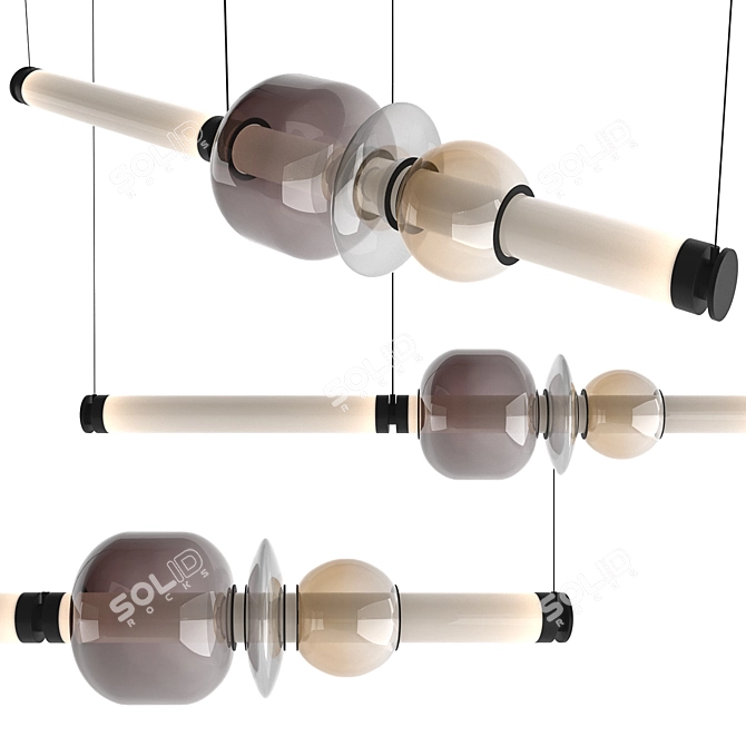 Elegant Luna Glass and Metal Tier 3D model image 1