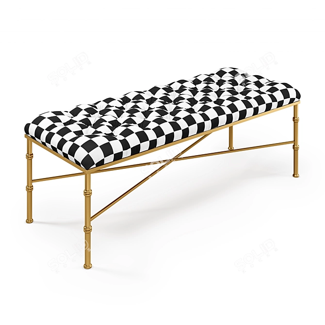 Luxurious Kylie Velvet Bench 3D model image 3
