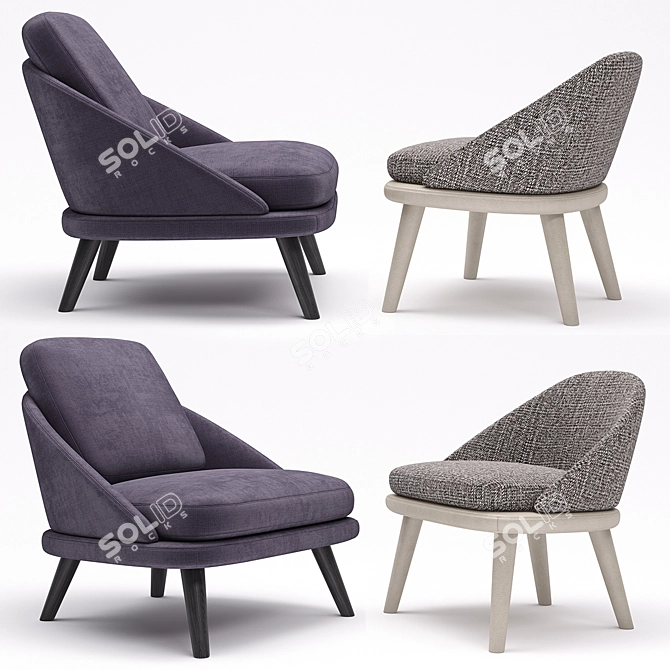 Elegant Minotti Lawson Armchair with Legs 3D model image 1