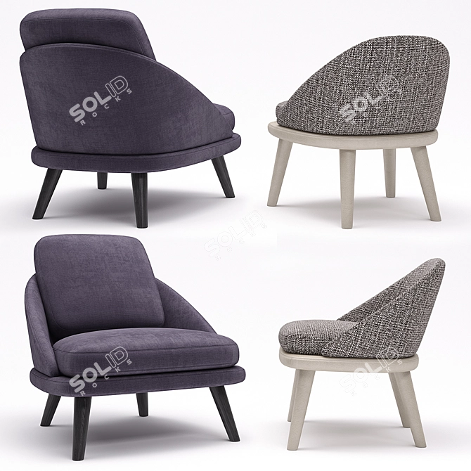 Elegant Minotti Lawson Armchair with Legs 3D model image 2