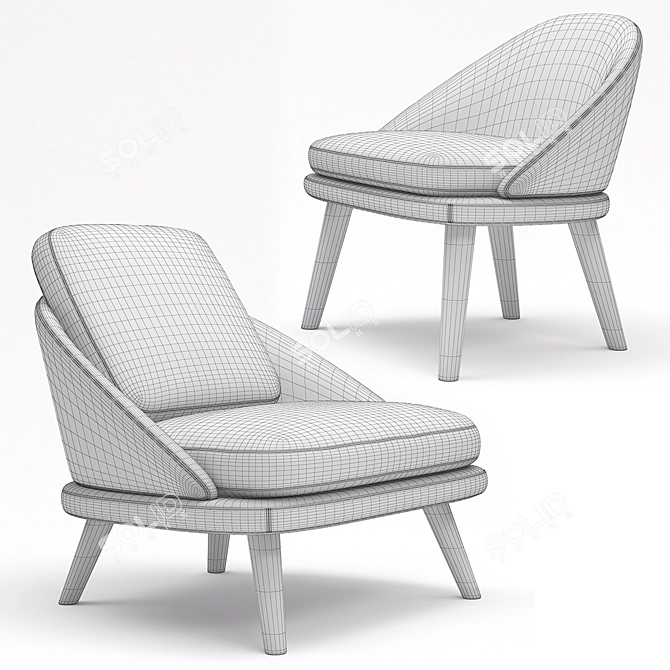 Elegant Minotti Lawson Armchair with Legs 3D model image 3
