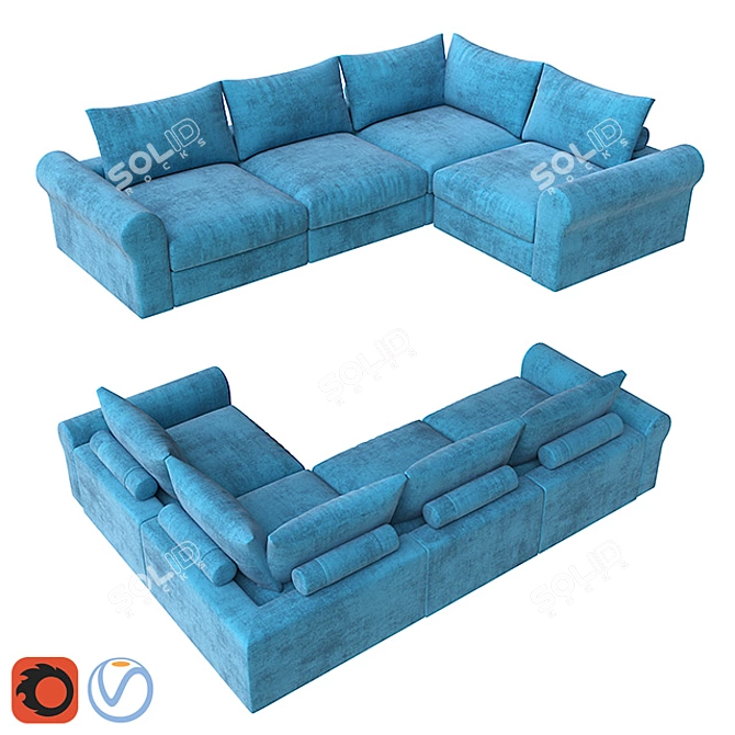 Tahiti Modular Sofa by Geniuspark 3D model image 1