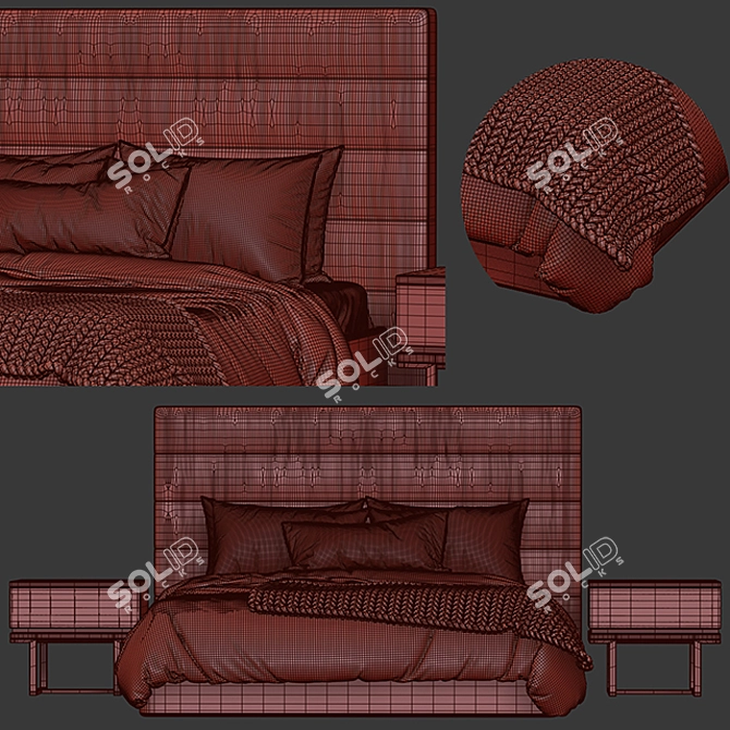 Elegant Bed Stripping Design 3D model image 3
