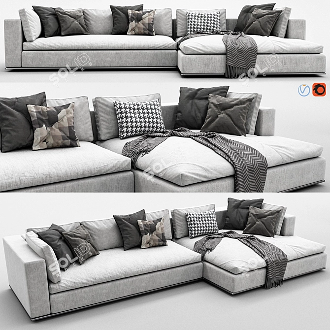 Luxury Minotti Hamilton Sofa & Chaise Lounge 3D model image 1