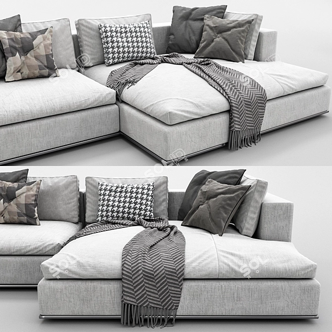 Luxury Minotti Hamilton Sofa & Chaise Lounge 3D model image 2
