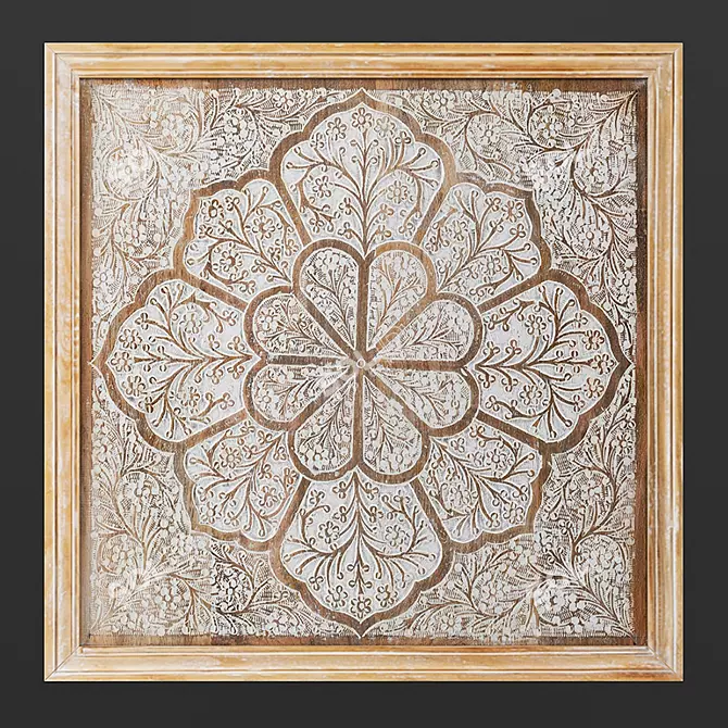 Hand-Carved Wood Floral Wall Art 3D model image 1