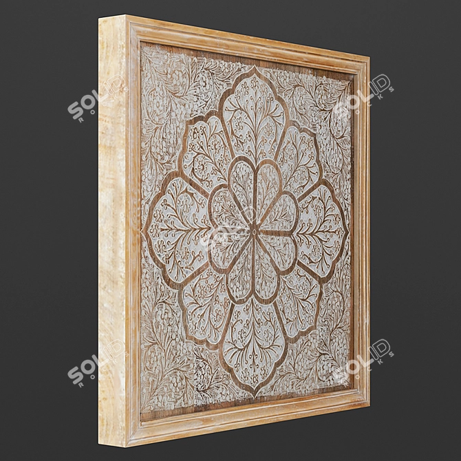 Hand-Carved Wood Floral Wall Art 3D model image 2