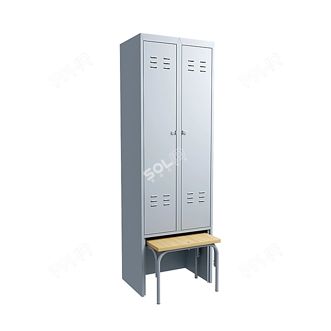 Metal Wardrobe with Sliding Bench - OC-09654 3D model image 1