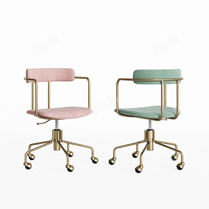 Lenox Velvet Swivel Office Chair 3D model image 2