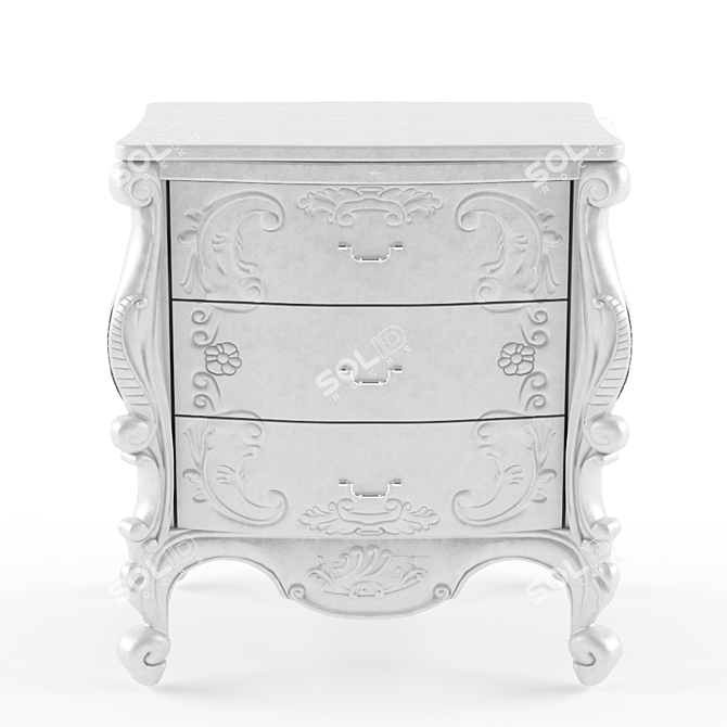 Elegant French 3 Drawer Nightstand 3D model image 1