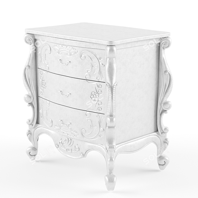 Elegant French 3 Drawer Nightstand 3D model image 3