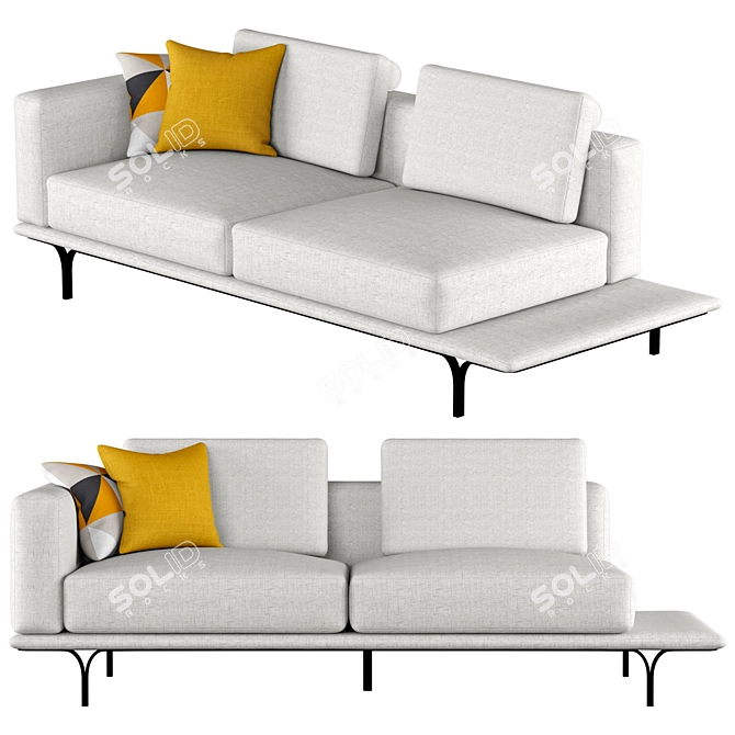 Elegant Nocelle 3 Seater Sofa Set 3D model image 4