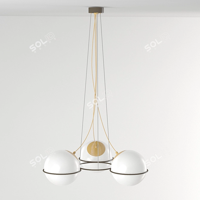 Ferero Pendant Light: Opal Glass & Gold Details 3D model image 1