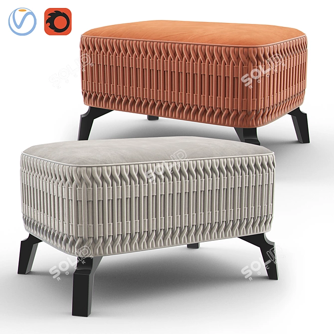 Modern Velvet Flame Bench by Memoir 3D model image 1