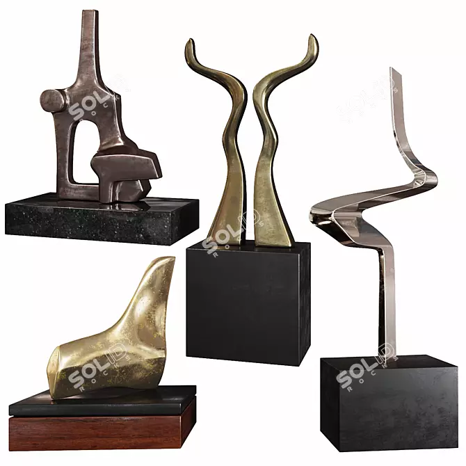 Modernist Bronze Sculptures by Burlini Varga 3D model image 1