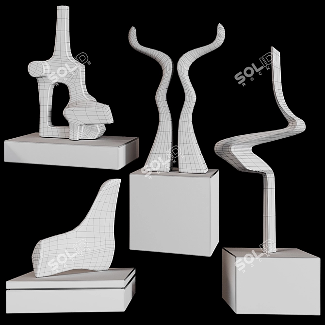 Modernist Bronze Sculptures by Burlini Varga 3D model image 2