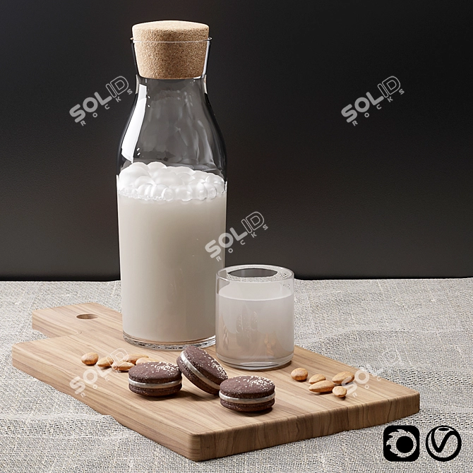 Creamy Almond Milk Bundle with Cookies 3D model image 1