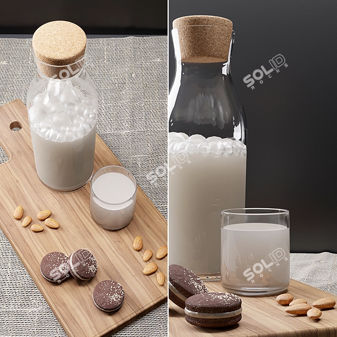 Creamy Almond Milk Bundle with Cookies 3D model image 2
