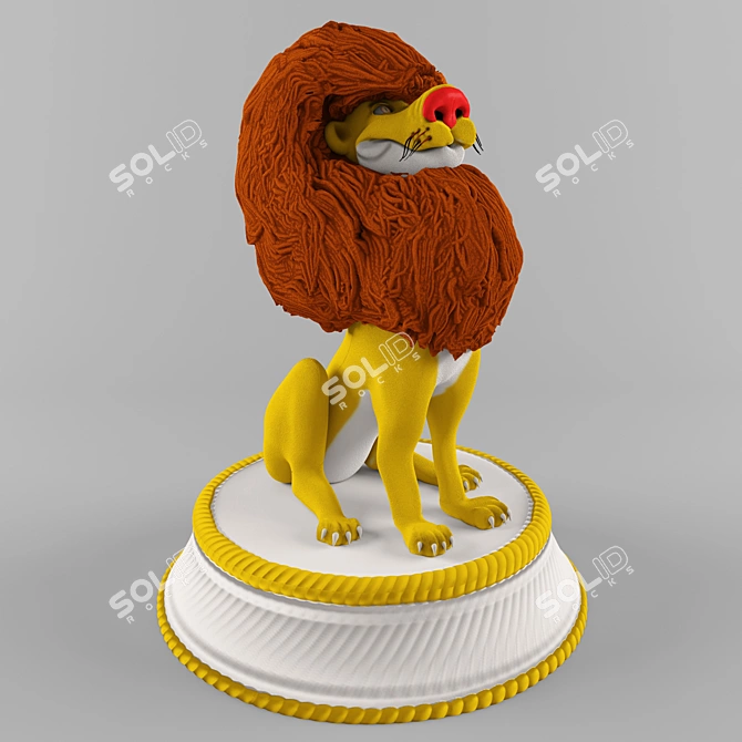 Roaring Circus Lion Figurine 3D model image 2