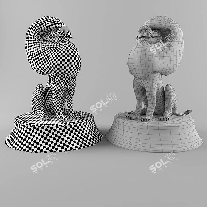 Roaring Circus Lion Figurine 3D model image 3