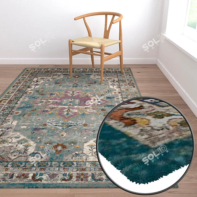 Elegant Carpet Set 8 - High-Quality Textures 3D model image 2