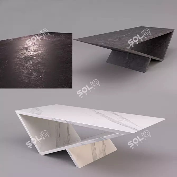 Sleek Stone Coffee Table 3D model image 1
