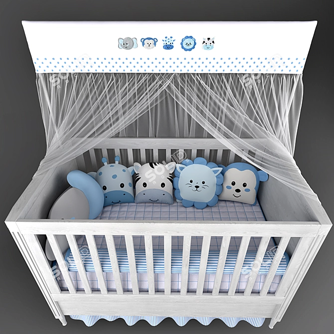 Safari Friends Crib Set: Mon Tresor & Underwear 3D model image 3