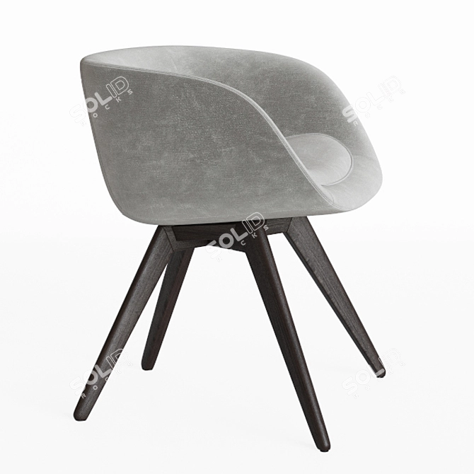 Sleek Scoop Chair: Gold Accent & Matte Black Finish 3D model image 2