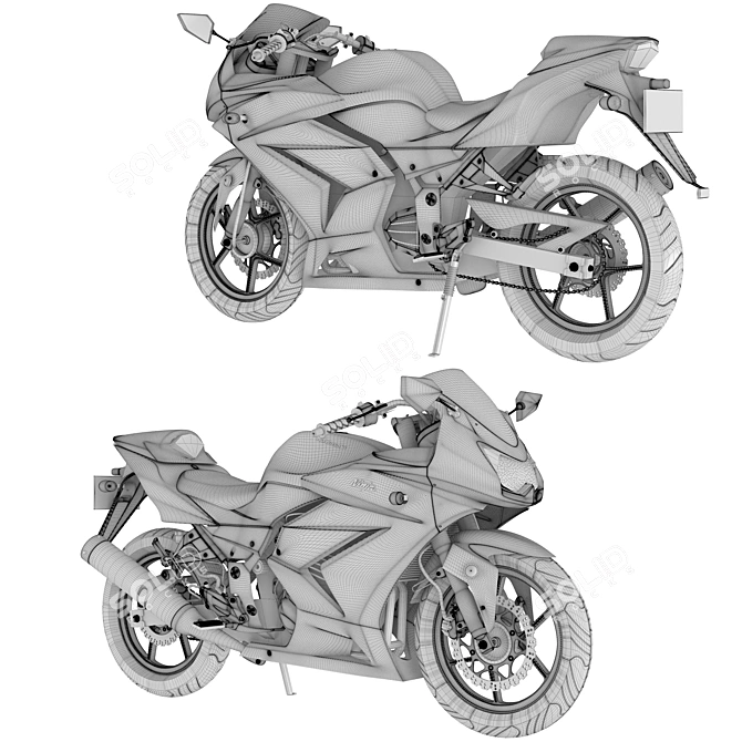 2014 Kawasaki Ninja Sport Motorbike 3D model image 3