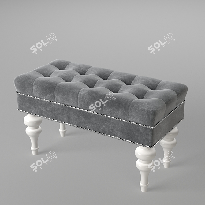 Luxurious Handcrafted Gray Velvet Banquette: Barlett 3D model image 1