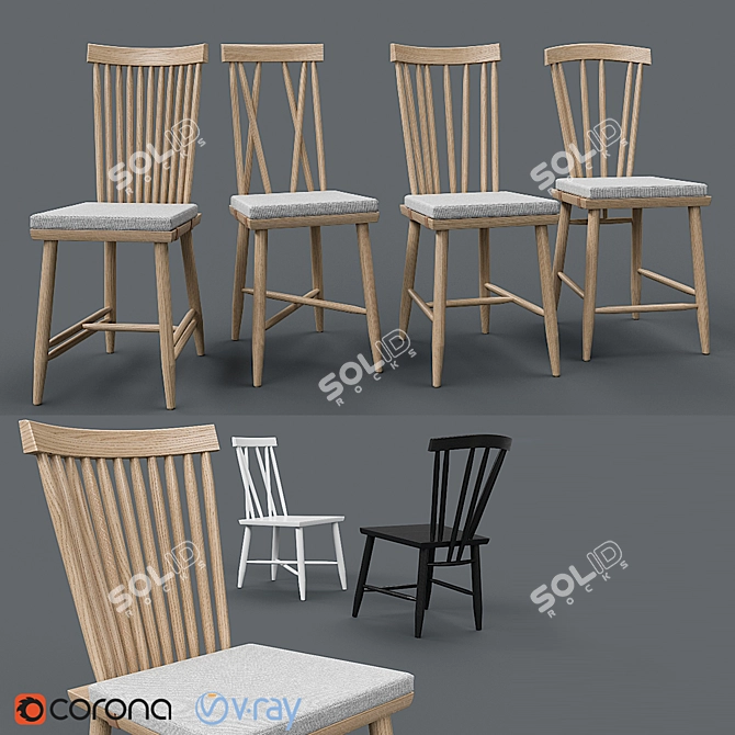 Stylish Family Chairs: Scandinavian Design 3D model image 1