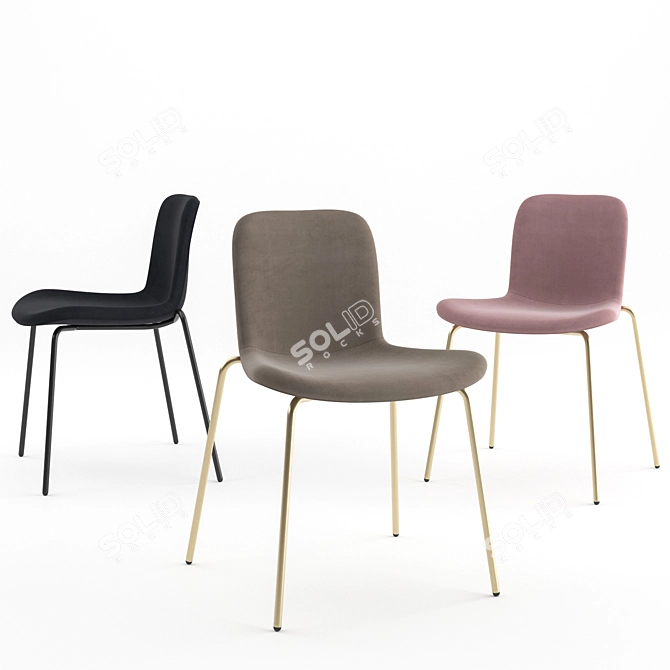 Langue Stack Velvet Chairs + Oku Round Table 3D model image 2