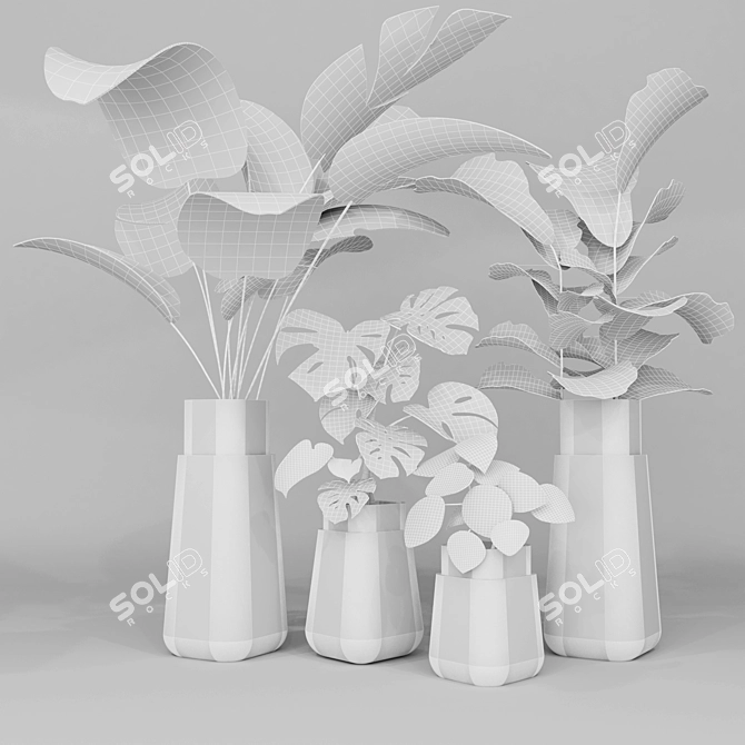 Exotic Fig Leaf: Office Decor, Houseplants 3D model image 3